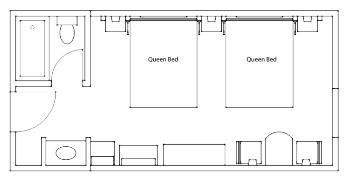 typical motel room dimensions